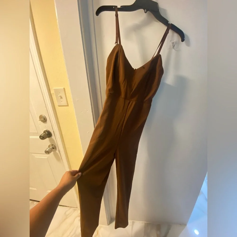 Forever 21  Brovn Jumpsuit Wide-Leg Structured - Picture 3 of 10